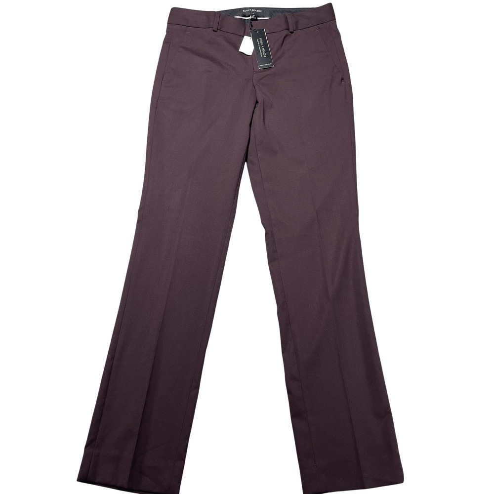 Banana Republic Pants Womens 0 Red Ryan Twill Slim Straight Dress Work NEW